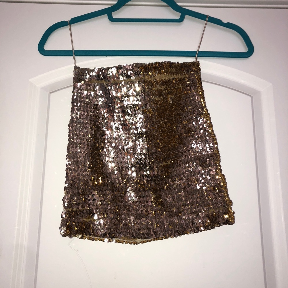 Gold sequin tube top